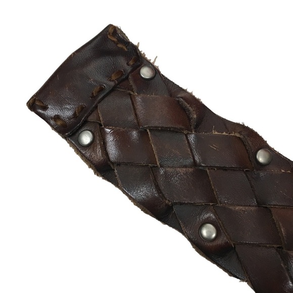 AMERICAN EAGLE Braided Leather Belt Stud Details Western Equestrian Rodeo S/M - Picture 4 of 15